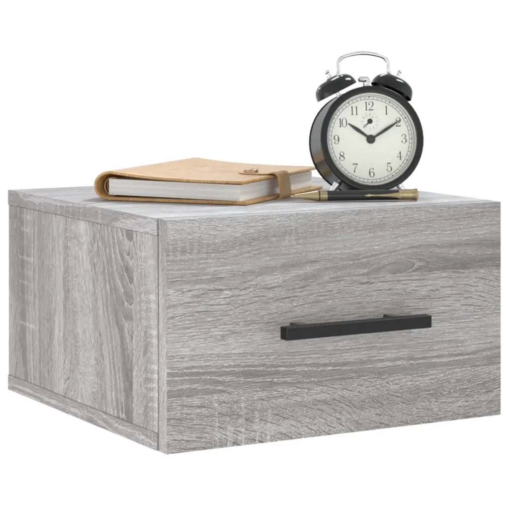 Comodino a Muro-Tavolino da notte sospeso Grigio Sonoma 35x35x20 cm 722904