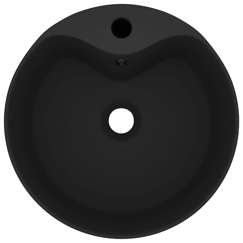 Lavabo di lusso con troppopieno lavabo da appoggio lavabo da bagno stanza da trucco casa 36x13 cm ceramica nera opaca 02_0002783