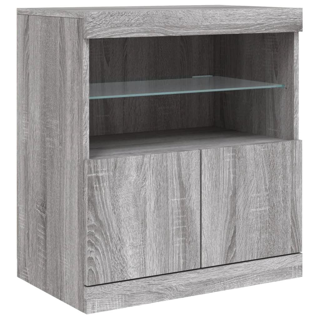 Buffet credenza cassettiera armadio mobile contenitore organizer per cucina soggiorno salotto con luci LED Sonoma 142,5 x 37 x 67 cm grigio 02_0030053