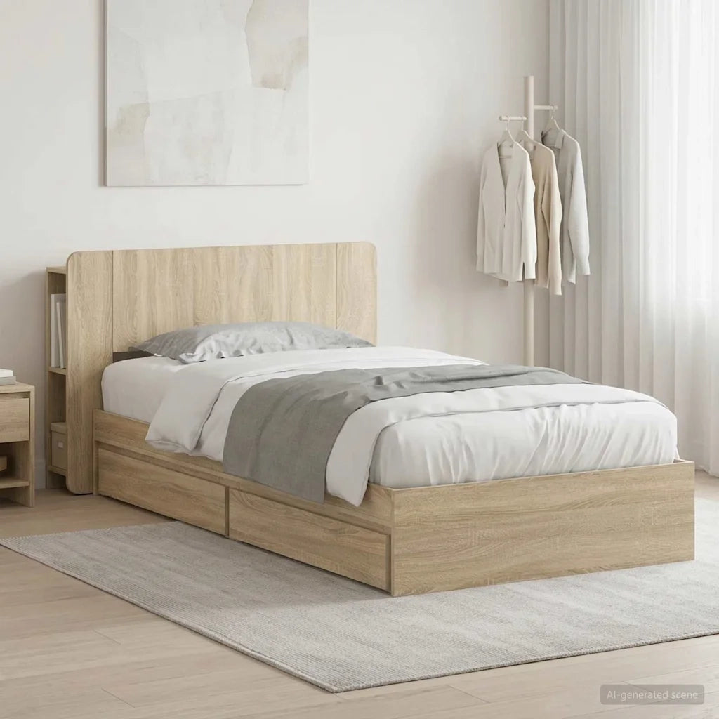 Telaio del letto con storage Rovere Sonoma 75 x 190 cm