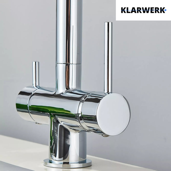 Lana | Rubinetto estensibile a 3 vie cromato lucido da cucina ad osmosi| per acqua potabile in acciaio inossidabile,  Filtra 3 connessioni