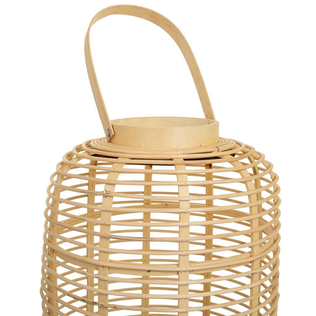 Lanterna portacandela con candelaLED in bambù e rattan marrone d29x48h