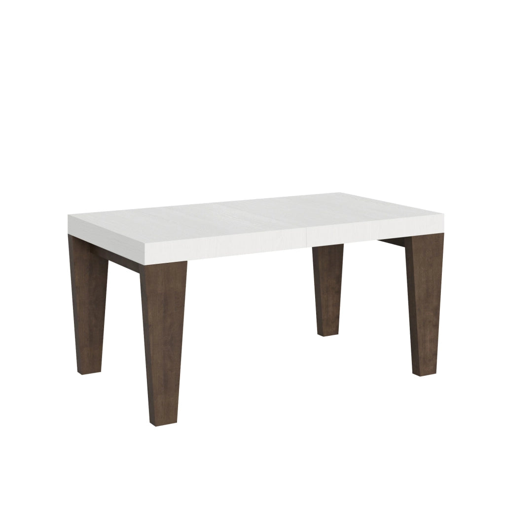 Tavolo Allungabile 160/420x90x77 cm Spimbo Mix  piano Bianco Frassino gambe Noce