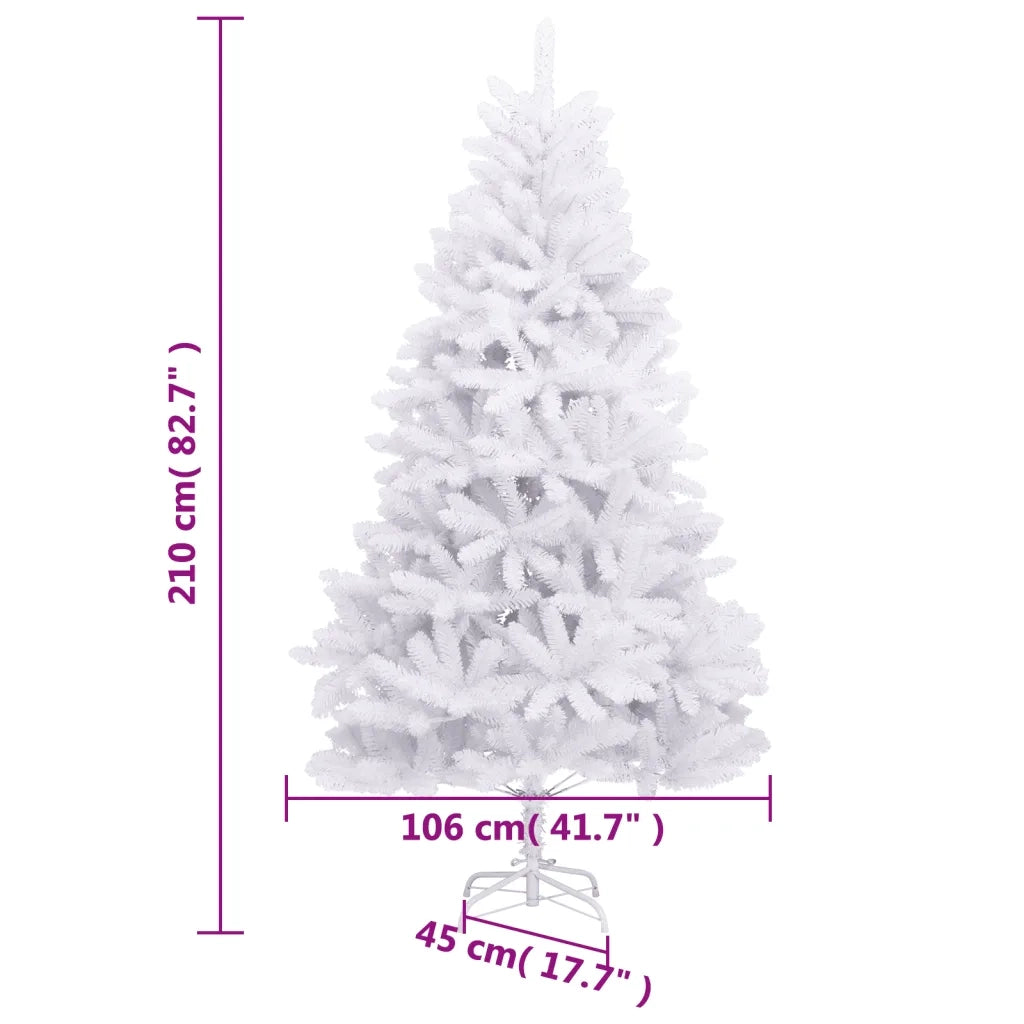 vidaXL Albero di Natale Artificiale Incernierato con Base Bianco 210cm