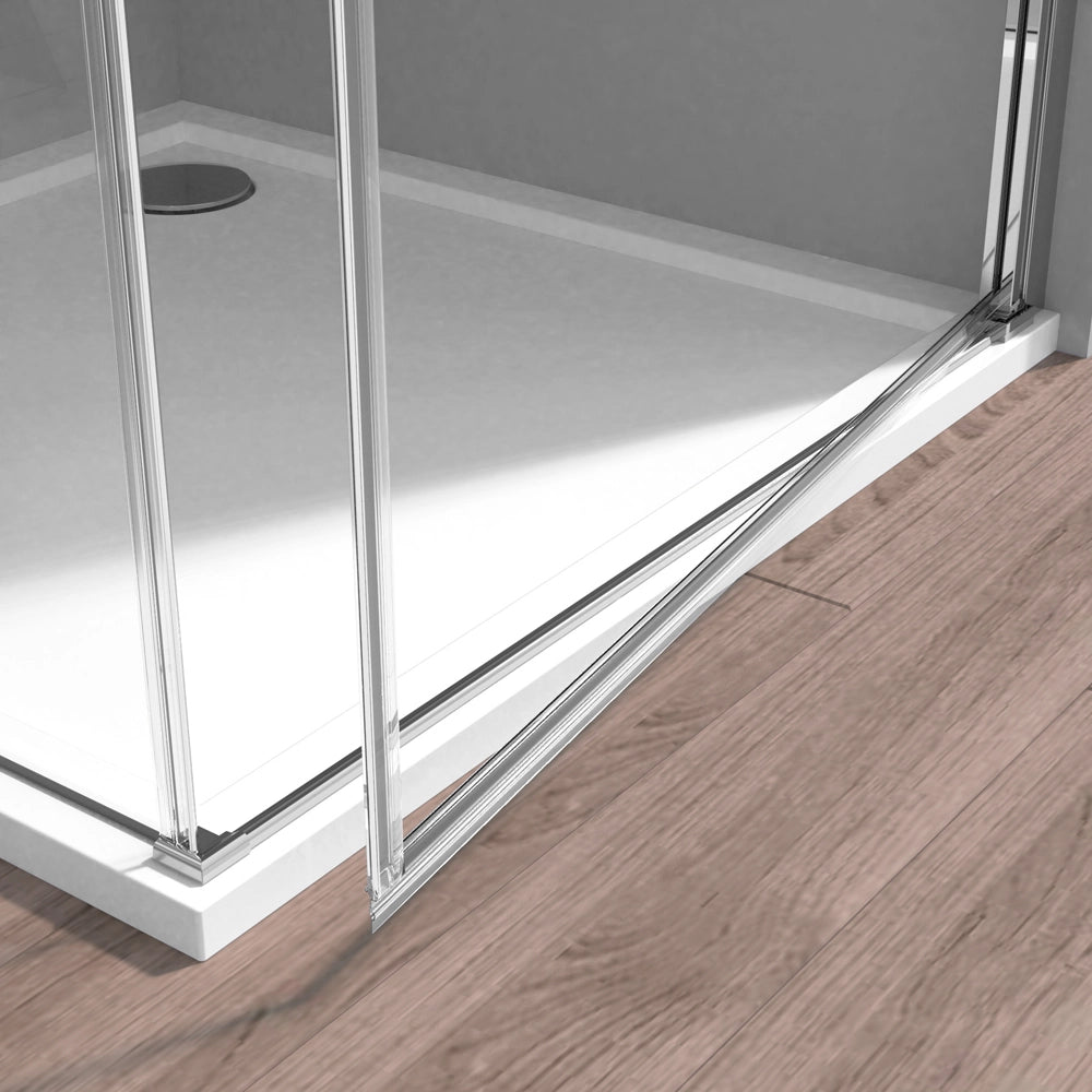 Box doccia angolare 90x80 in vetro temperato trasparente battente con profili cromo Neos
