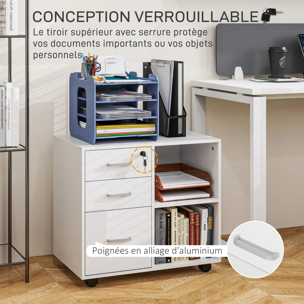 Cassettiera per stampante con 3 cassetti ¨C zephmum ¨C bianco 60x40x56cm