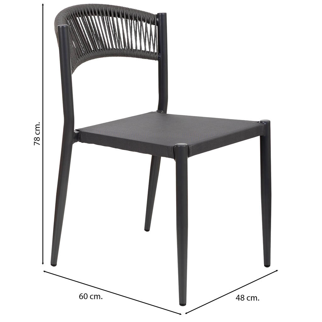 Sedia in rattan sintetico grigio 48x60x78