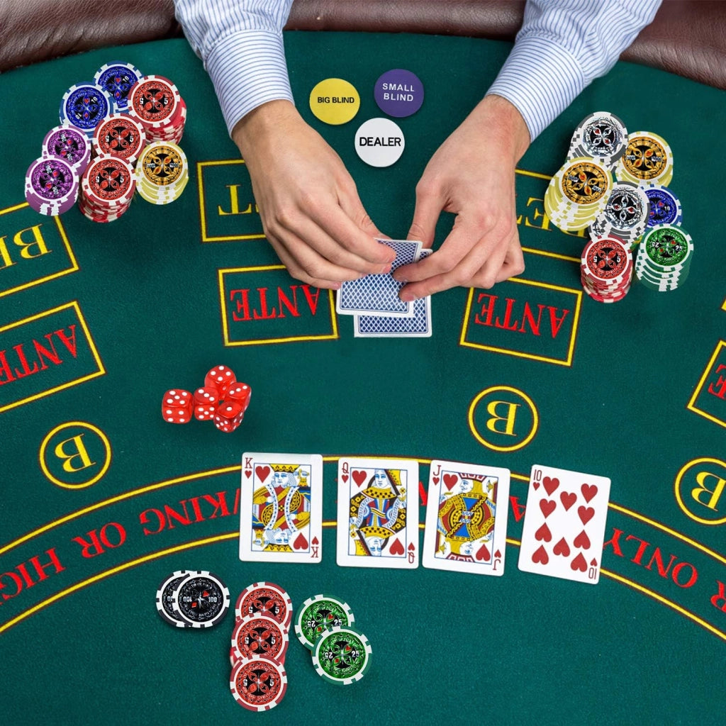 Set da poker da poker da 500 chip, con 500 chip da poker laser, 2 pazzi da poker, 3 bottoni per dealer e 5 dadi con valigetta in alluminio, nero