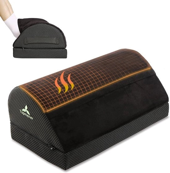 Supporto ergonomico per piedi, piedistallo sotto scrivania con sacchetto caldo per piedi, supporto per piedi, ufficio con rivestimento lavabile, manico trasportabile per lavoro da casa, ufficio e viaggi, allevia le gambe e la schiena