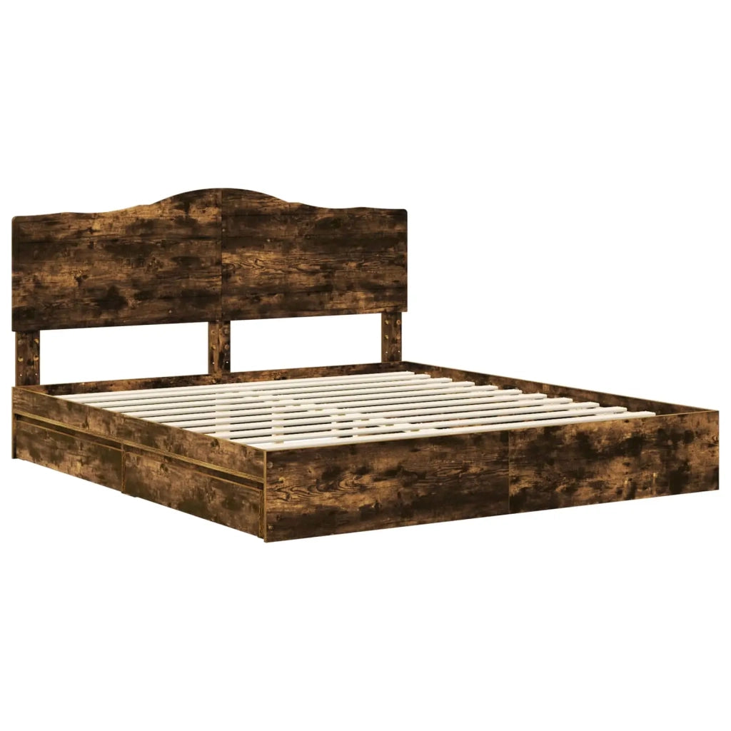 Letto con Contenitore con testiera Rovere fumé 180 x 200 cm