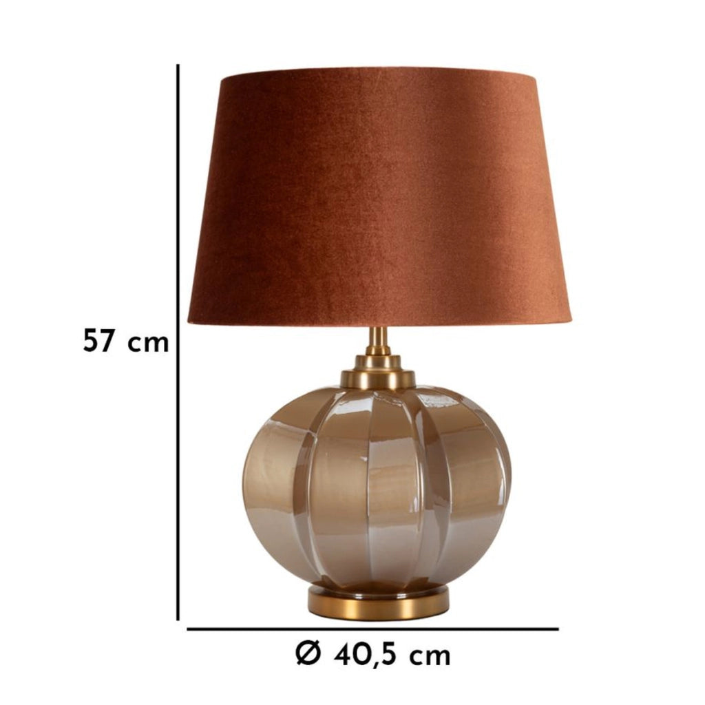Lampada da Tavolo VKH733, Marrone, Vetro, 57x40,5x40,5 cm