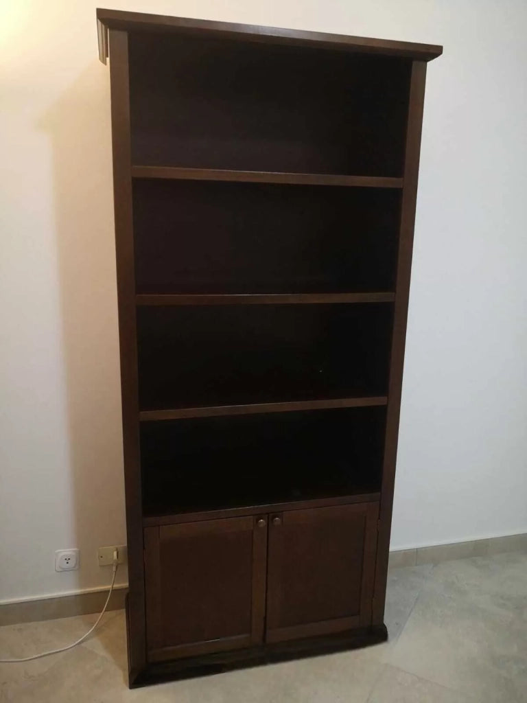 Libreria arte povera 2 ante in legno tinta noce 90x41x186 (386) - Mobili 2G