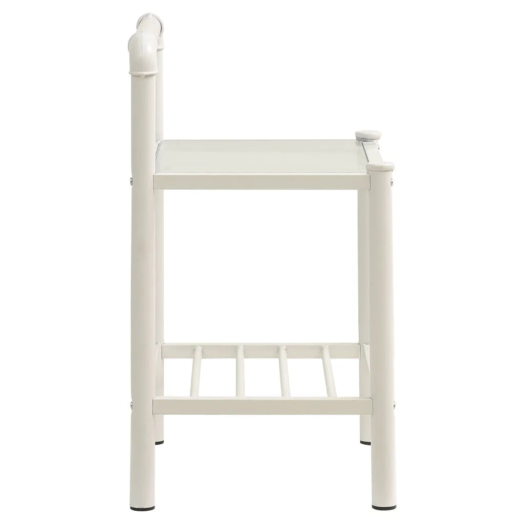 Comodini 2 pz Bianchi e Trasparenti in Metallo e Vetro cod mxl 29901