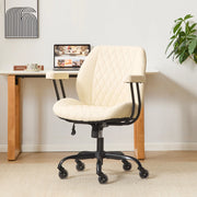 Sedia da ufficio ergonomica reclinabile con ruote; pelle bianca