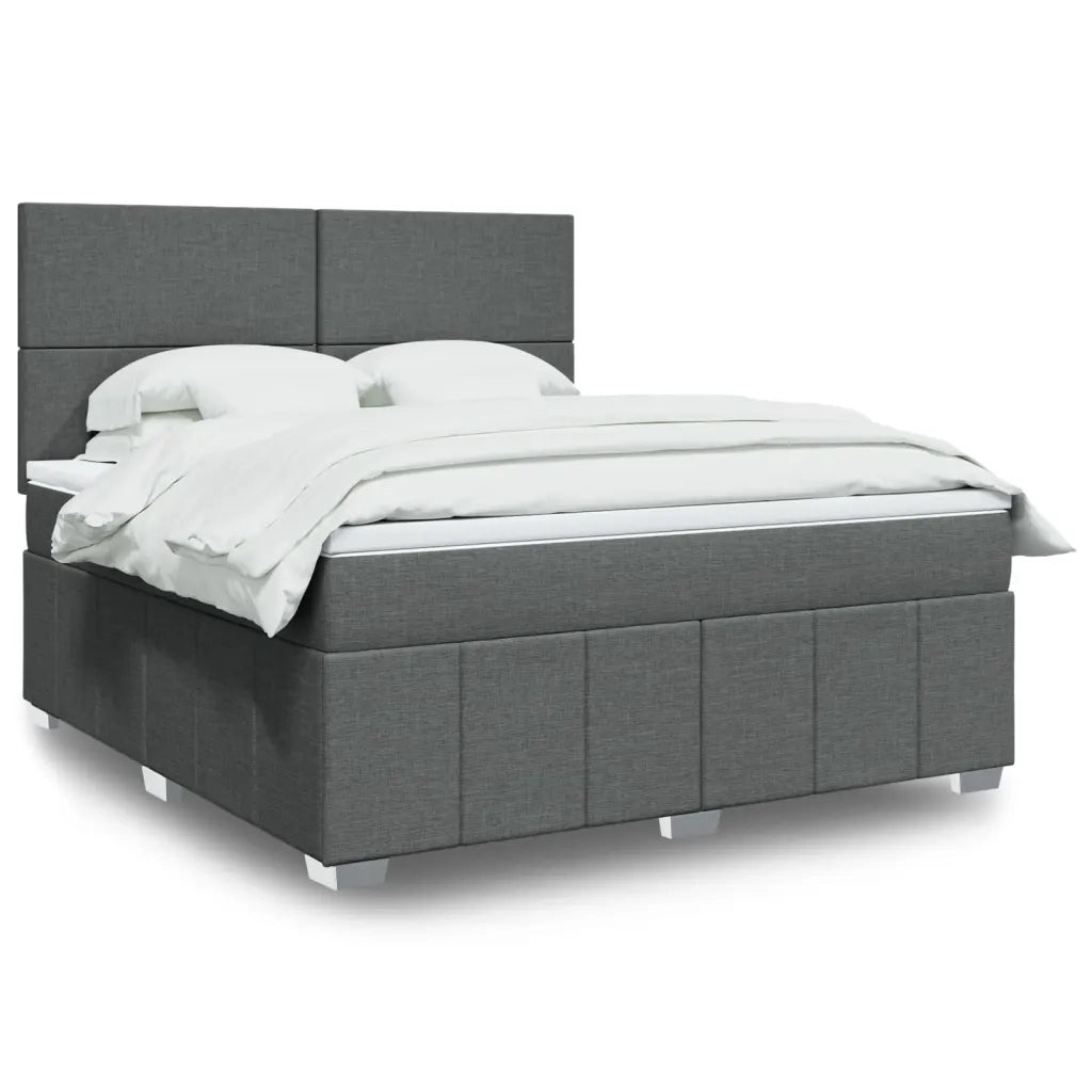 Giroletto a Molle con Materasso Grigio Scuro 180x200 cm Tessuto