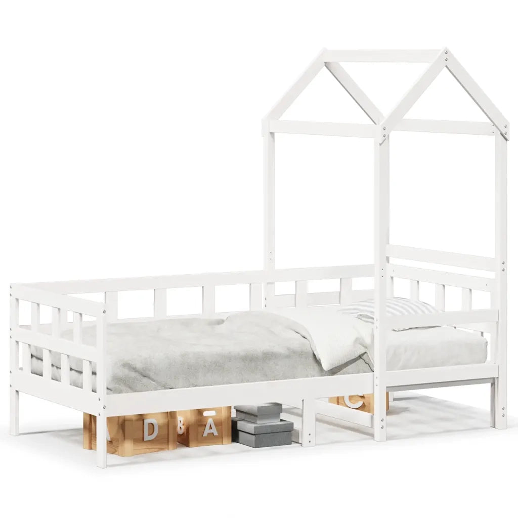 Dormeuse con Tetto 80x200 cm Bianco in Legno Massello di Pino