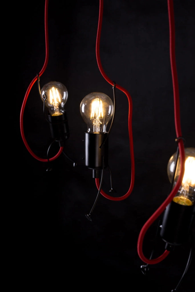 Emibig Bobi 3 lampadario nero/rosso 3xE27 15W metallo