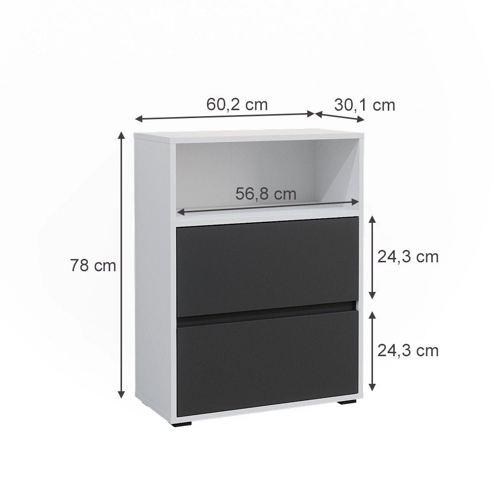 Mobile da bagno Maltin Bianco 60.2 x 78 cm con due ampi cassetti Vicco