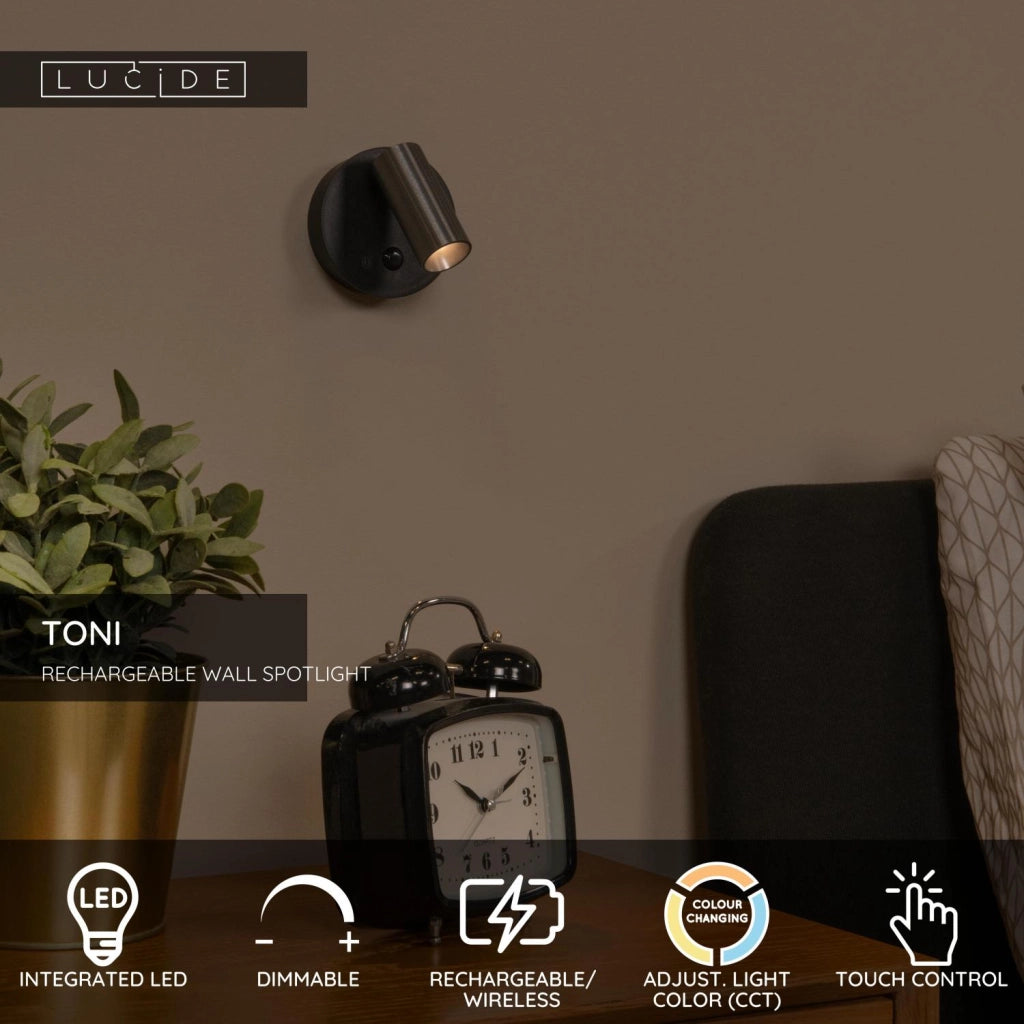 Faretto da parete rotondo LED 2W PIR TONI Lucide