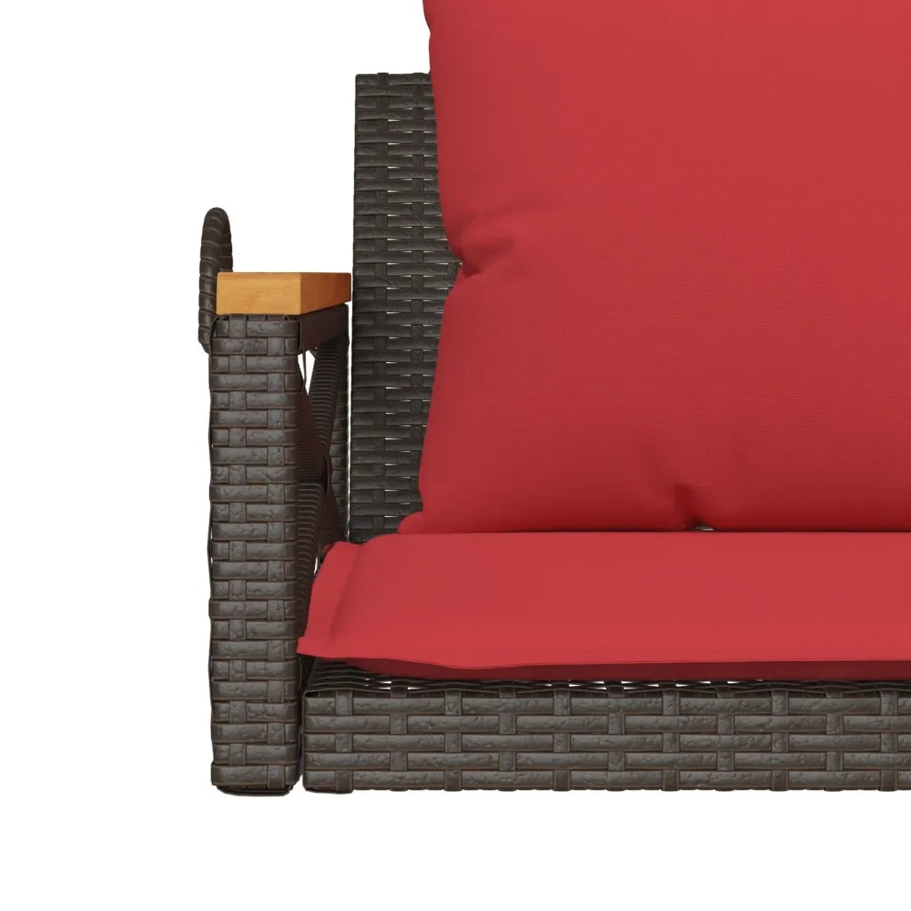 Panchina Dondolo con Cuscini Marrone 109x62x40 cm in Polyrattan 368158