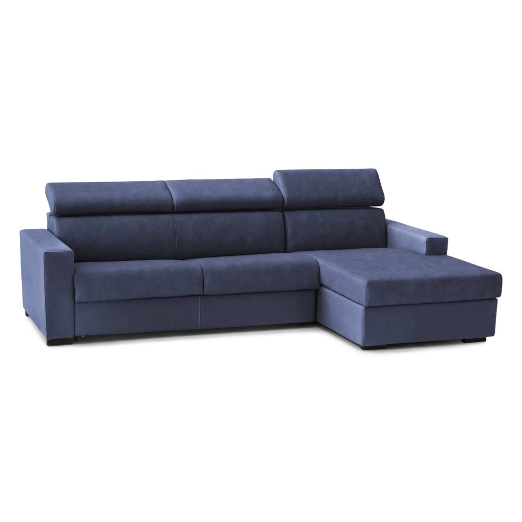 Alibella, Divano Letto con Penisola Sfoderabile Made in Italy, 260x95 cm blu