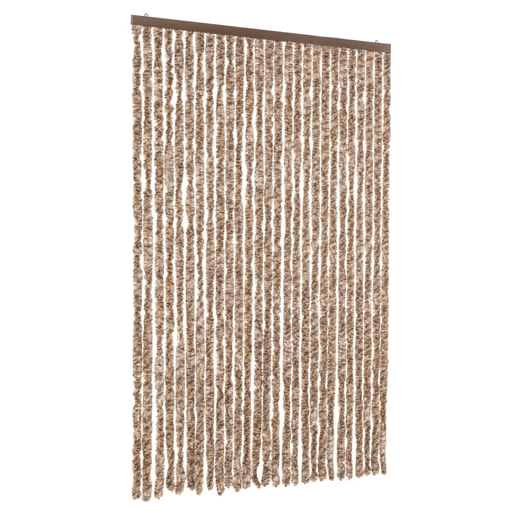 Tenda Antimosche-Zanzariera Beige e Marrone Scuro 118x220 cm in Ciniglia