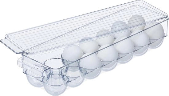 Eier contenitore per frigorifero - 14 uova - Coperchio - Stivalevole - Facile da pulire - Translucido