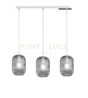 SOSPENSIONE CROMO 3 LUCI RETTANGOLARE VETRI FUME 1181CR-S3 R-FU