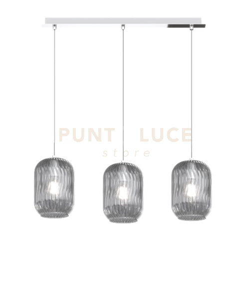 SOSPENSIONE CROMO 3 LUCI RETTANGOLARE VETRI FUME 1181CR-S3 R-FU