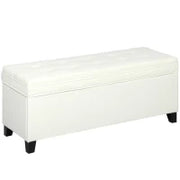 Banco da Archiviazione con 2 Cerniere di Sicurezza Coperchio Ribaltabile per Camera da Letto Soggiorno 120x40x48 cm Crema