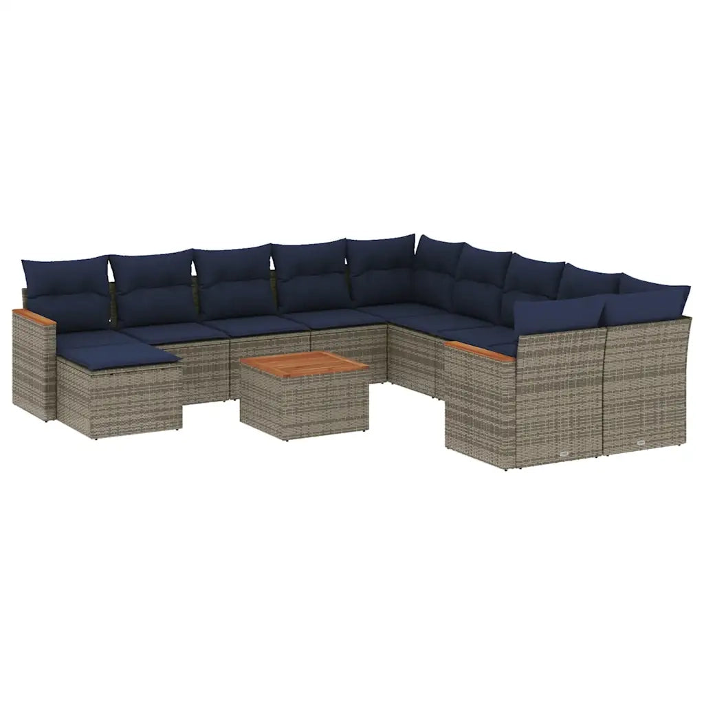 Set Divani da Giardino 12 pz con Cuscini Grigio in Polyrattan 3226579