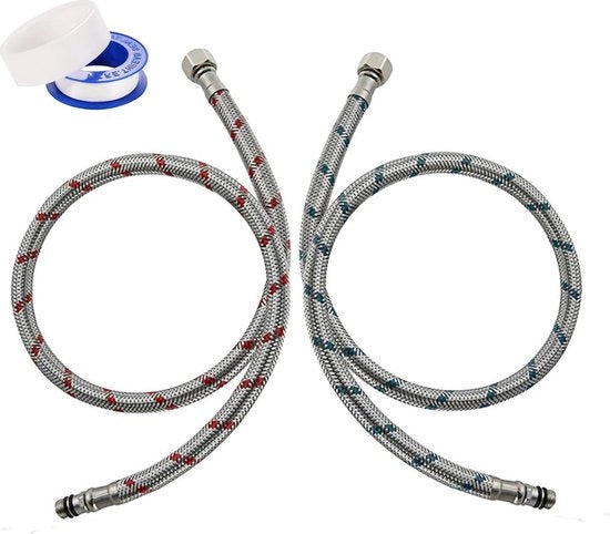 Due tubi di acciaio inossidabile per cucina e bagno - G3/8 x M10 - 800 mm