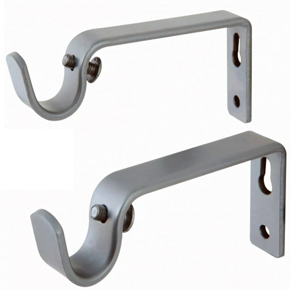 Trade Shop - Set 4 Ganci Gancio Supporto Per Bastone Tenda Max 2 Cm Acciaio Fissaggio Parete -