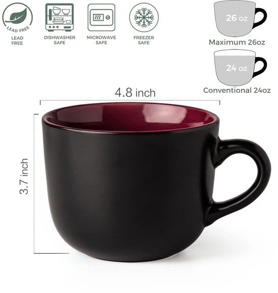 Set di contenitori ceramici con coperchio, 700 ml Contenitori con manici per caffè, cereali, insalata, pasta, tè, contenitori per zuppa - resistenti a microonde e lavastoviglie, set da 4