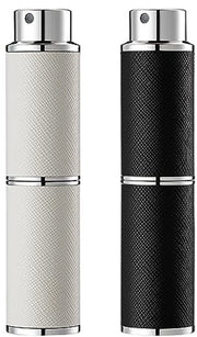 Set di 2 atomizzatori per profumo, 8 ml atomizzatore in pelle, mini atomizzatori per profumo da viaggio (nero, bianco)