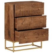 Cassettiera 55x30x76 cm in Legno Massello di Mango e Ferro 371995