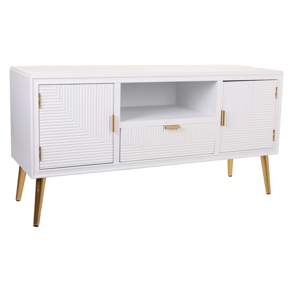Mobile base in legno bianco 121x40,5x61,5h