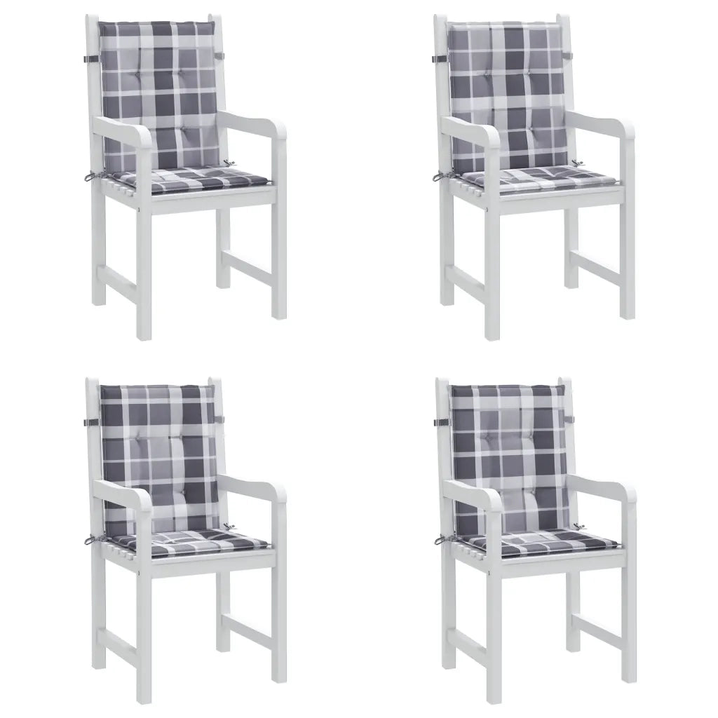 Cuscini per Sedia 4 pz | Cuscini per sedie a Quadri Grigi 100x50x3cm Tessuto Oxford