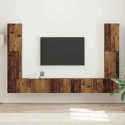 Set mobile TV 8 pz-Credenza per TV Legno vecchio Legno multistrato