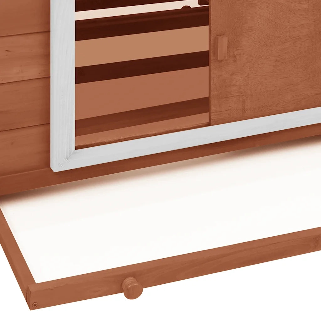 Pollaio Moka e Bianco 150x96x110 cm Legno Massello di Abete CFW1254502