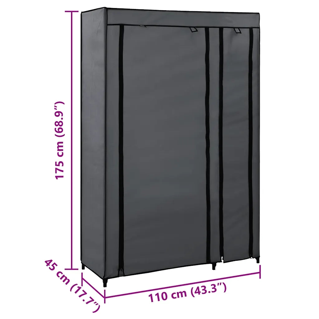 Armadio Pieghevole Grigio 110x45x175 cm in Tessuto CFW9927438
