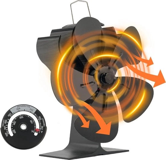 Ventilatore a 5 Pale per Stufa a Legna con Distributore per Tubi di Stufa a Legna alimentato da Calore Silenzioso