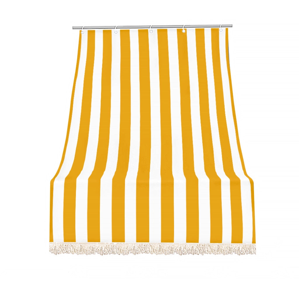 Tenda da sole tessuto resistente per esterno, Terrazzo, con anelli lavabile frange pizzo, da Balcone - Giallo - 200x295 cm