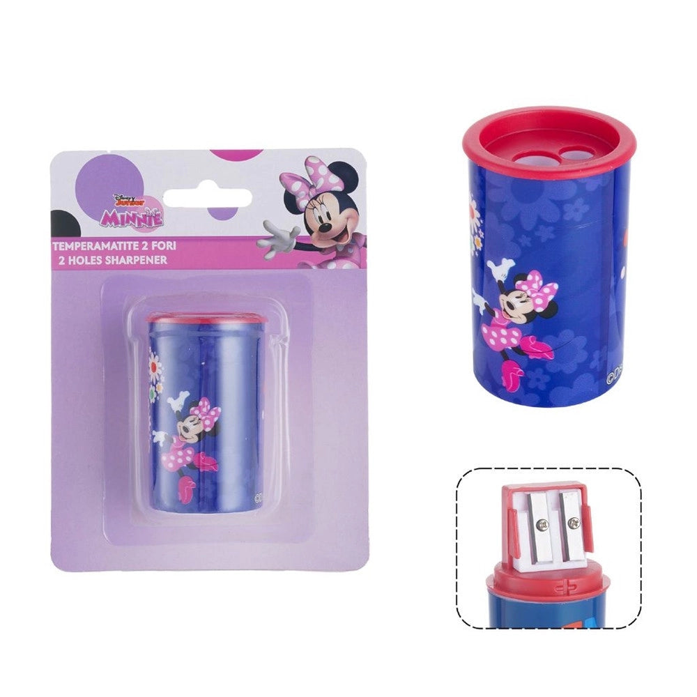 Trade Shop - Temperamatite Rotondo A 2 Fori Minnie Con Serbatoio Per Scuola Casa Bambine 961204 -