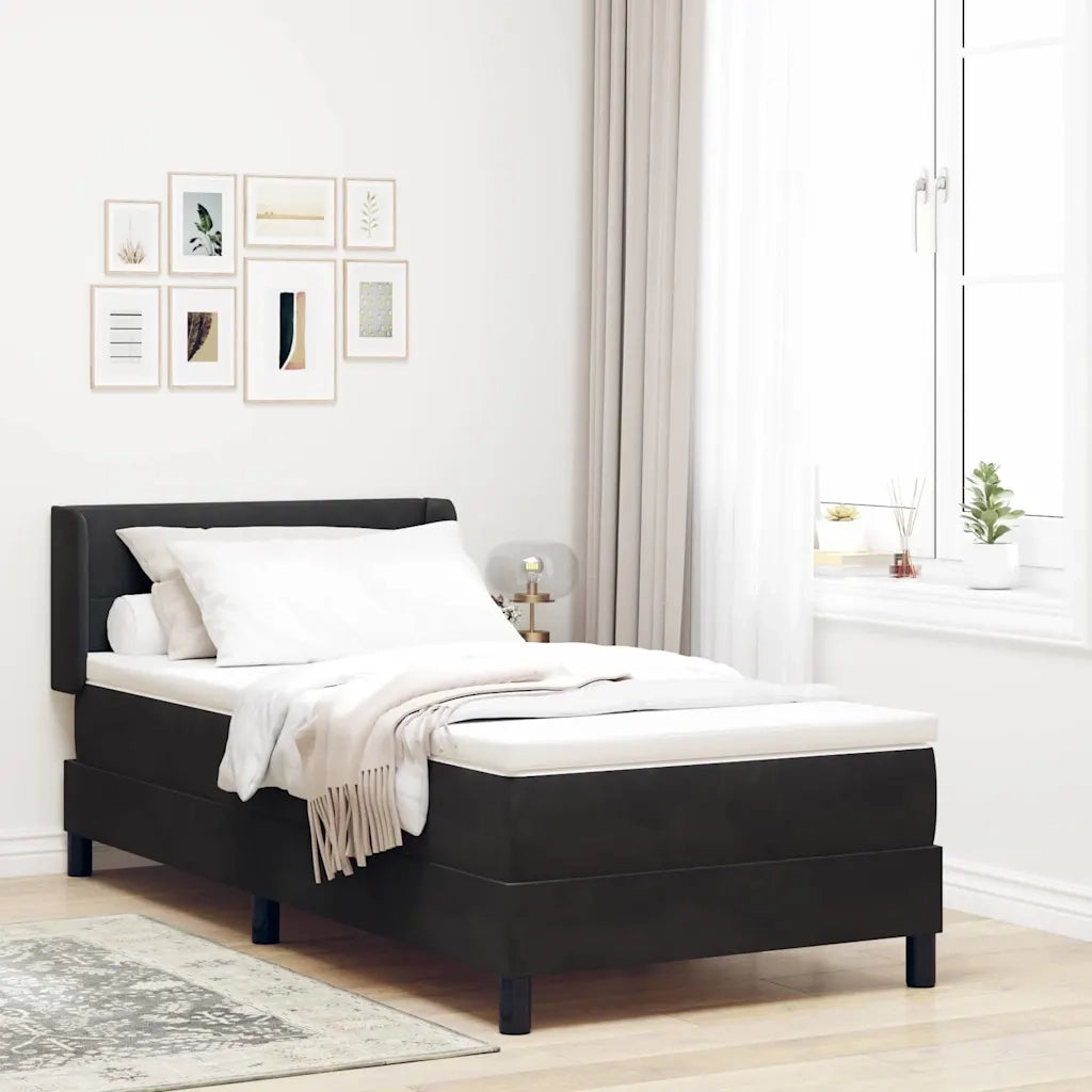 Letto a molle con materasso Nero 200 x 80 cm Poliestere