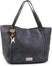 Borsa da Spalla in Pelle - Grande Borsa da Ufficio per Donne - Tasca per A4 - Nero