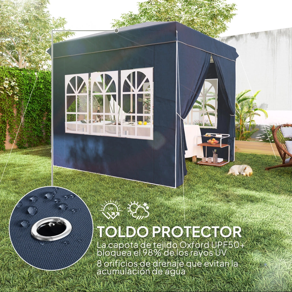 Tenda da giardino pieghevole ¨C zephmum ¨C 2.5x2.5 m blu scuro con borsa