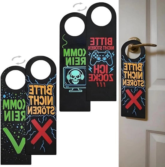 Deurhangers per bambino con testo "Per favore non disturpare", 2 pezzi di velluto, decorazione trendy per la stanza dei giochi, perfetto regalo per i giovani, accessorio di decorazione per la stanza dei giochi, decorazione unica per la stanza dei giovani.