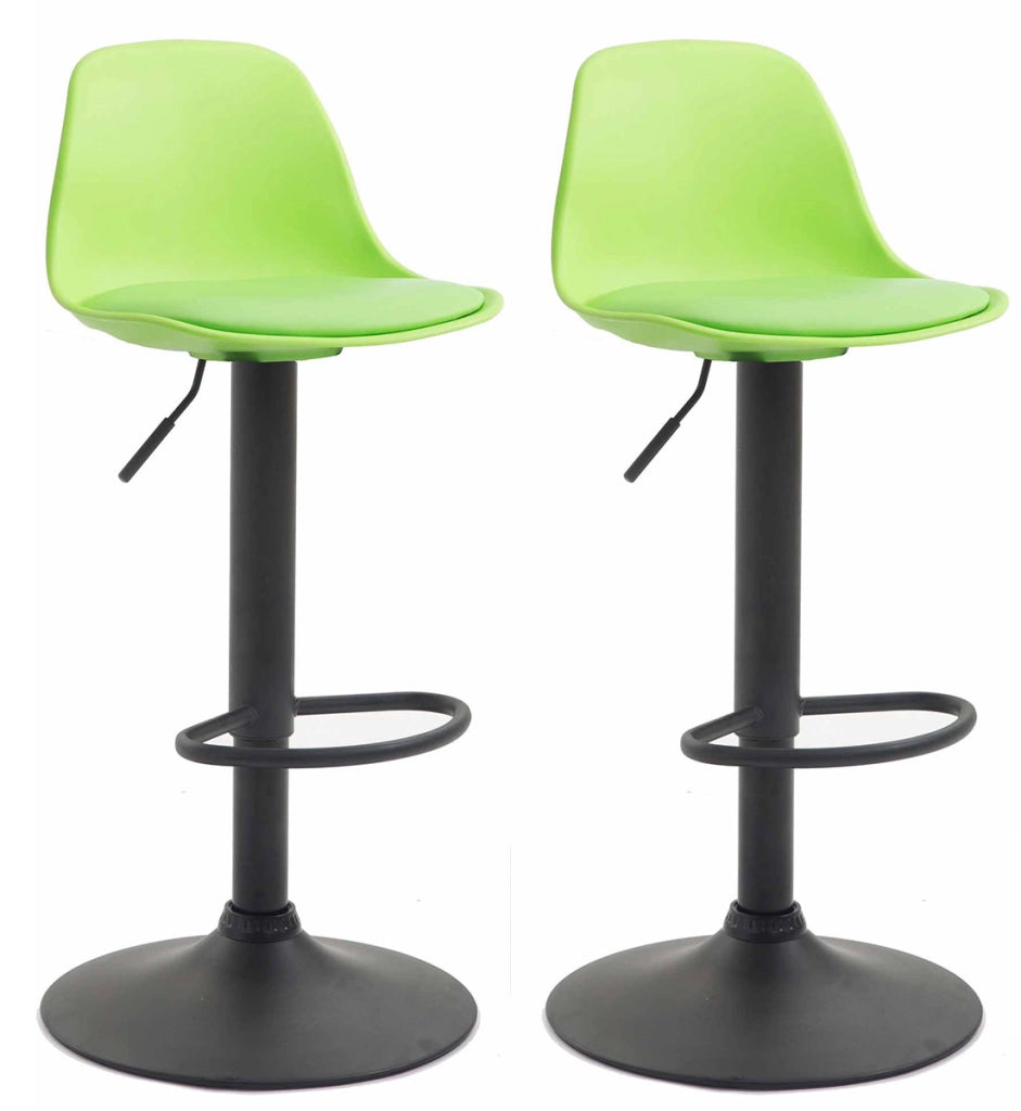 Set 2 sgabelli Kiel in polipropilene e similpelle nero,verde