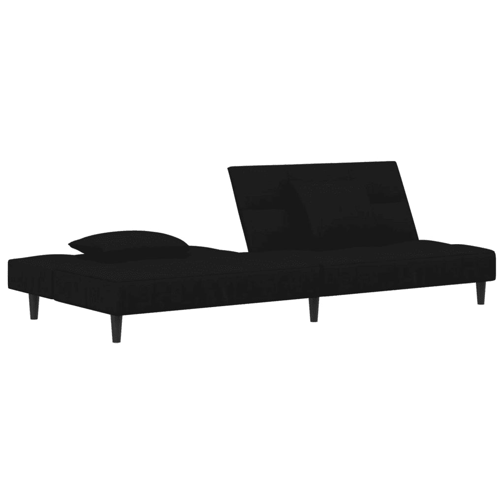 Divano Letto a 2 Posti con 2 Cuscini Nero in Velluto 375812